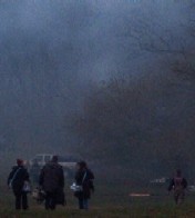 crews set up smoke machines for red weed shots